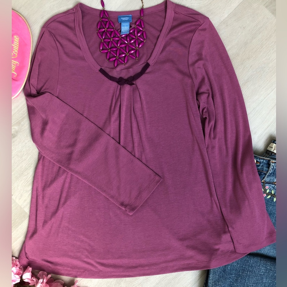 Vera Wang Mauve Pink Bow Pullover Top Size Large